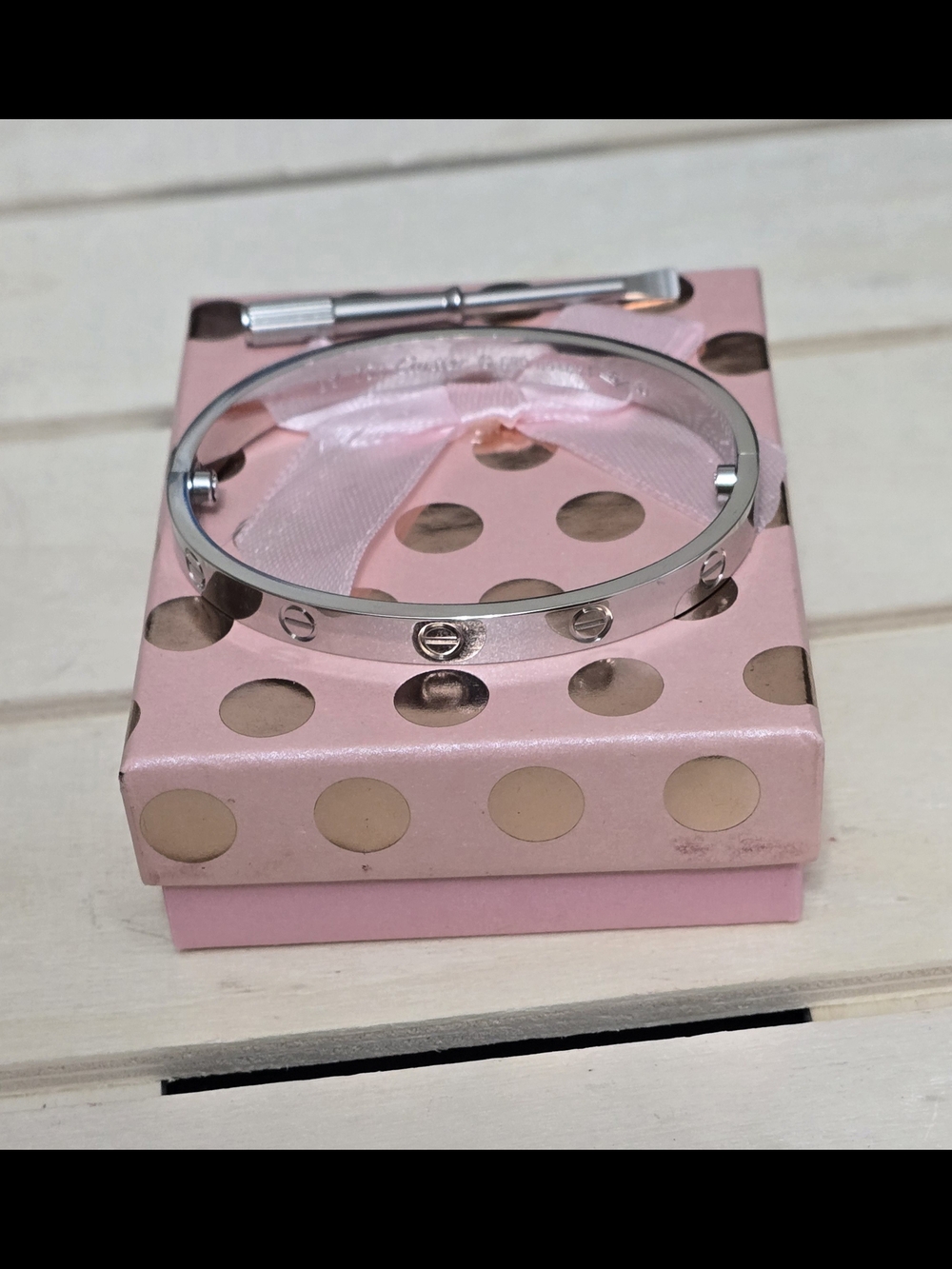 Silver Screw Type Bangle Bracelet